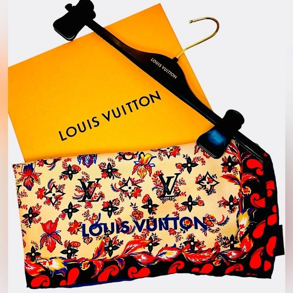 Auth Louis Vuitton Silk Scarf Bundle– Floral Monogram Print (Style 00-0195-682)